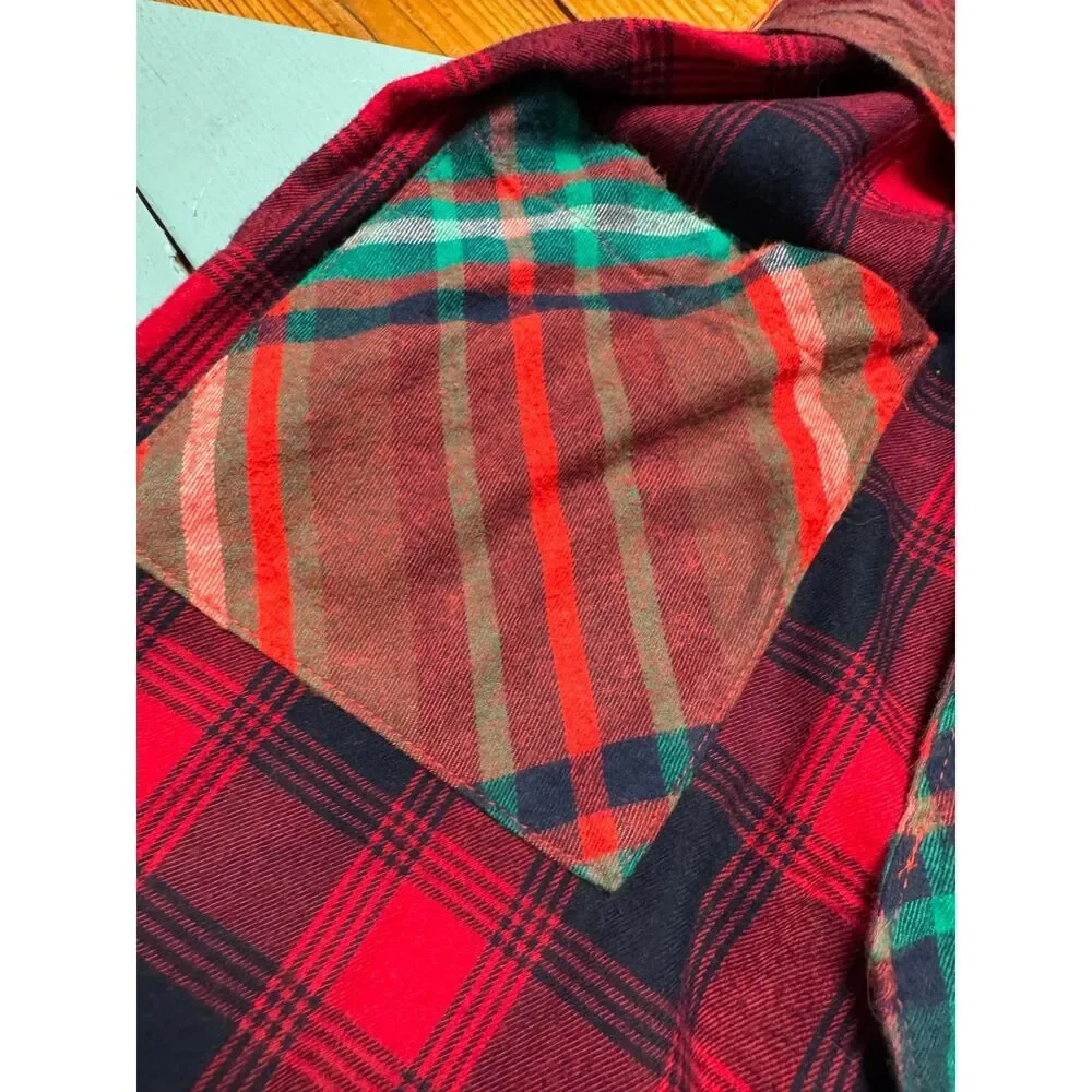 Aerie Plaid Flannel Wrap Robe Red Black Green Tartan Belted Lounge XS/S